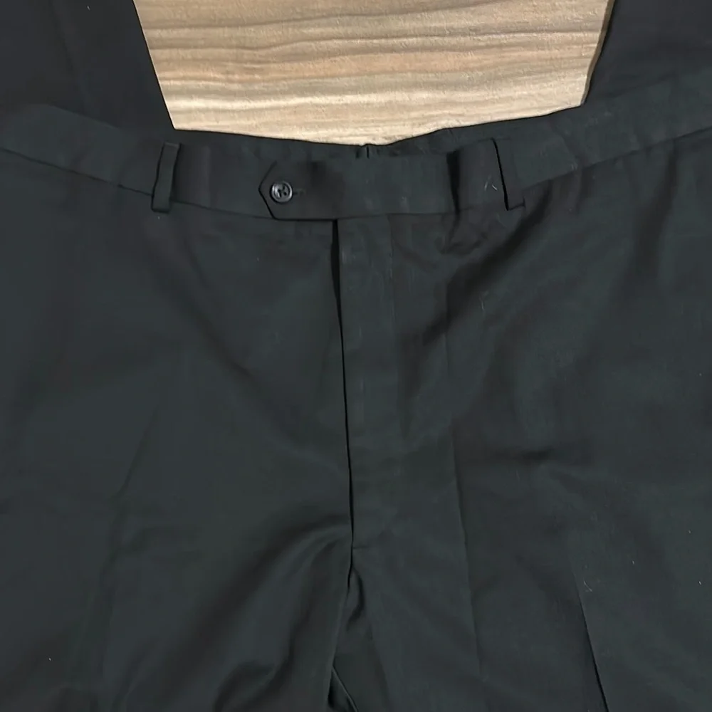 Pronto Uomo Platinum Men’s 44x30 Black Flat Front Wool Suit Trousers Dress Pants